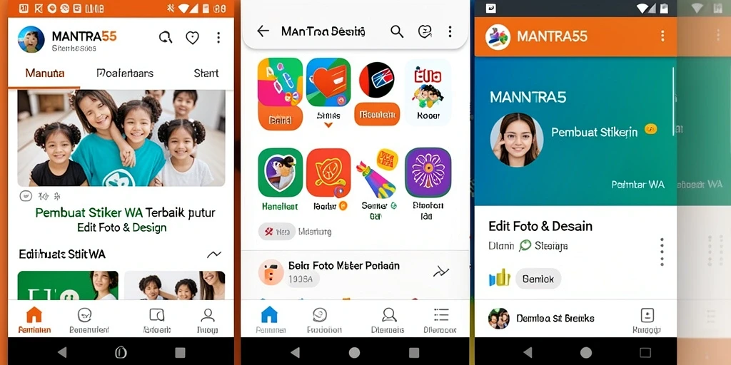Tampilan aplikasi MANTRA55 yang menarik untuk Pembuat Stiker WA.