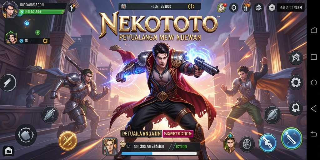 Tampilan antarmuka dinamis dalam game Action NEKOTOTO.