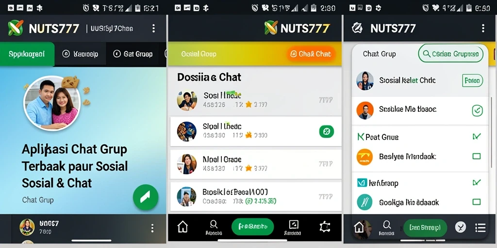 Antarmuka aplikasi NUTS777 untuk Chat Grup yang user-friendly.